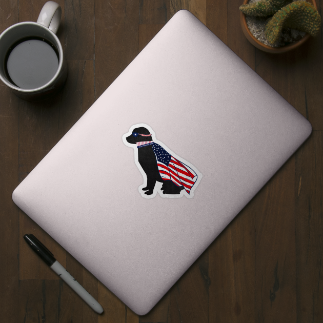 Patriotic Black Lab Silhouette - Preppy Super Dog by emrdesigns